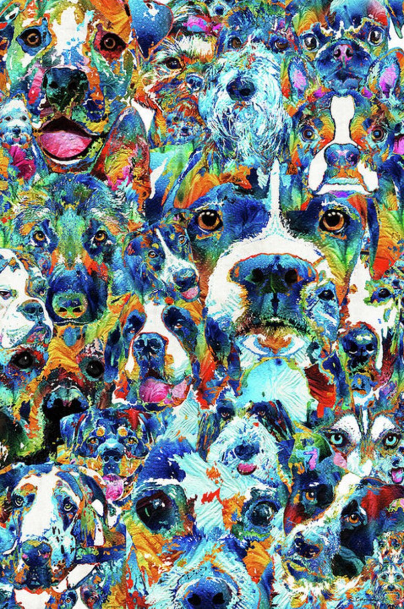 Colorful Dog Lover Pet Art PRINT From Painting Dogs Animal Etsy UK