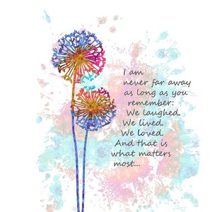 Colorful Flowers Floral Art Grief Comforting PRINT Condolence Dandelion CANVAS Gift In Sympathy Artwork Healing Loss Condolences Bereavement