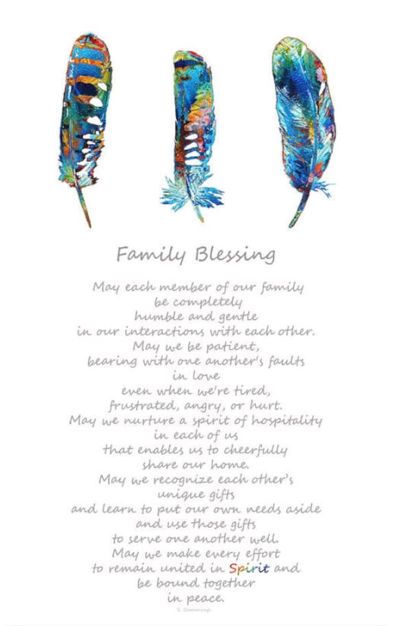 Colorful Feather Family Art Inspirational Love Quote Poem Etsy