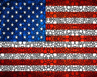 American Flag Art PRINT USA Red White Blue Stars And Stripes Patriotic CANVAS Americana United States America Fourth of July Mosaic us Flags