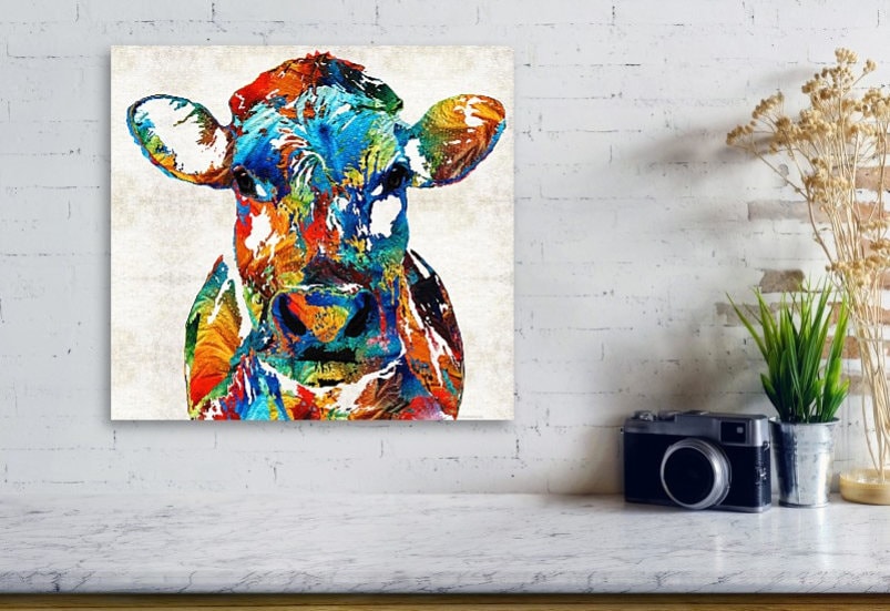Colorful Cow Animal PRINT Art From Painting Primary Colors - Etsy