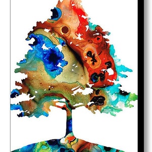 Colorful rainbow colors tree fine art print.  Offered as nature furnishings, trees wall art decor and rustic accents.