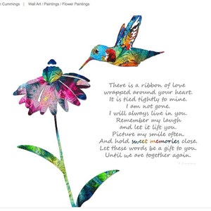 Colorful Art Grief Comforting PRINT Floral Flowers Spouse Friend Family CANVAS Gift In Sympathy Artwork Hummingbird Condolences Bereavement