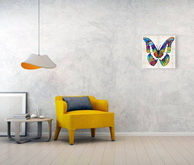 Colorful Butterfly Art PRINT From Painting Primary Colors Butterflies Wing  Abstract Bug CANVAS Rainbow Colors Large Artwork Insect Nature 