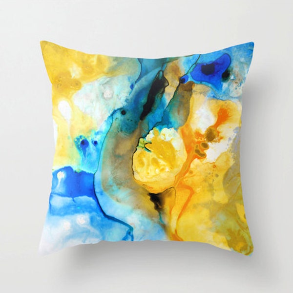 Navy Yellow Pillow Etsy