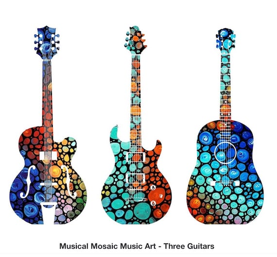 classical guitar』蜜蝋画 イラスト インテリア 絵画 ギター