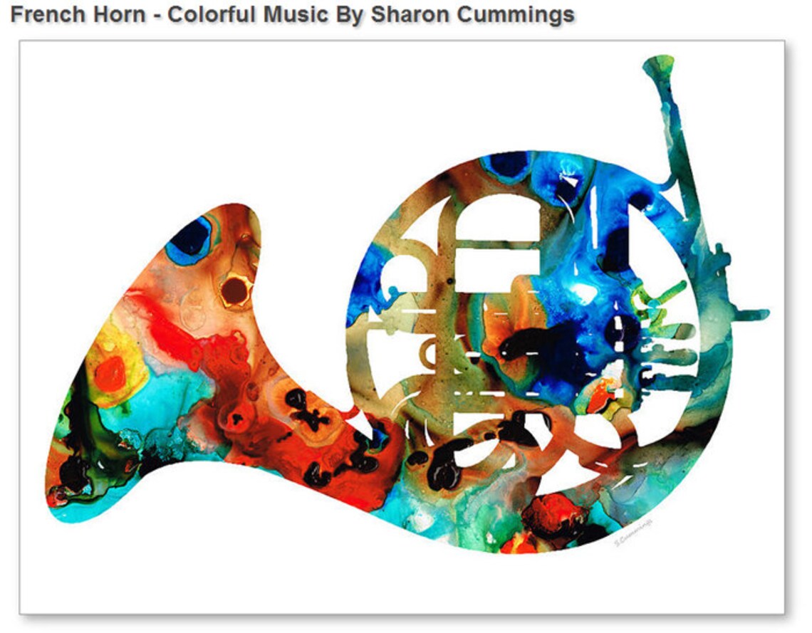 French Horn Art PRINT From Painting Band Musician Music Etsy