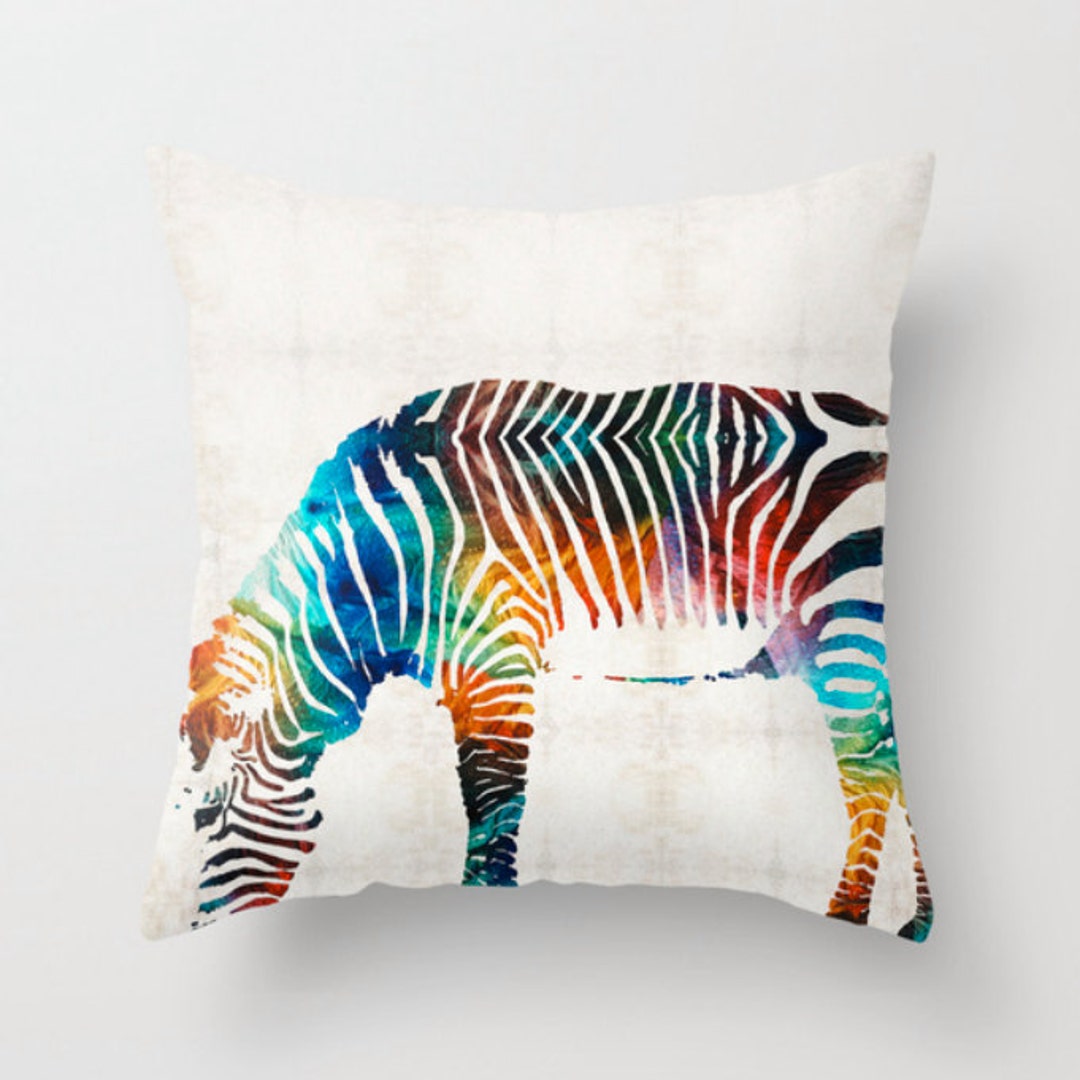 Throw Pillow Colorful Zebra Art COVER Design Home Sofa Bed Couch Decor
