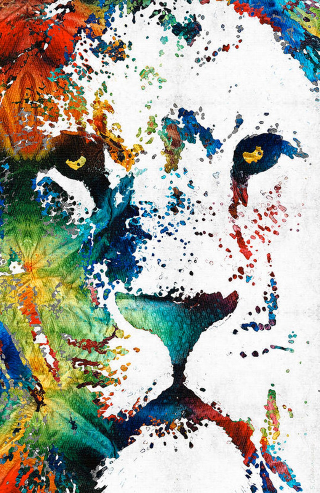 Lion Art Colorful Animal PRINT From Painting King Africa African CANVAS ...