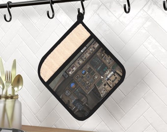 B757/767 Instrument Panel Pot Holder with Pocket | Pilot | Aircraft | Airplane | Aviation | Gift | Kitchen