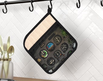 Instrument Panel Pot Holder with Pocket | Pilot | Aircraft | Airplane | Aviation | Gift | Kitchen