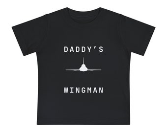 Papa est mon ailier | T-shirt à manches courtes pour bébé | Serre T-38 | Militaire | Avion de chasse | Pilote | Garçons | Filles | Armée de l'air