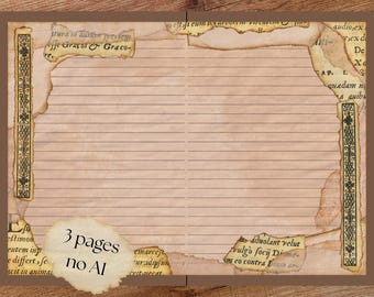 Vintage Journal Pages Printable | Dark Academia Diary Sheets | Handmade Scanned Paper | Antique Book Pages PDF