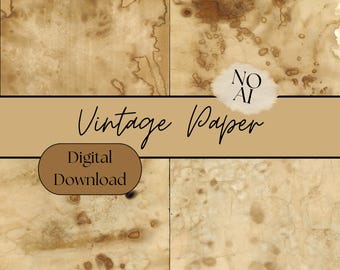 10 Handmade Vintage Paper Textures, Digital Download, Junk Journal Paper Pack, Scrapbook Supplies, Aged Paper Background