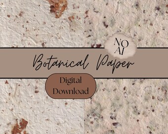 4 Handmade Paper Textures Digital Download | Botanical Paper Sheets | Junk Journal Paper | Scrapbooking Background | Cottagecore Background