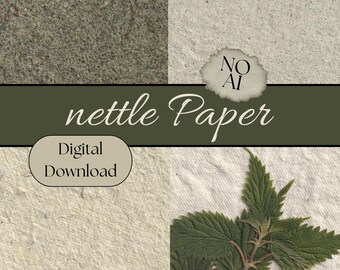 Handmade Nettle Paper Texture | Real Plant Dyed Digital Paper | Junk Journal Scrapbook | Vintage Cottagecore Botanical Download