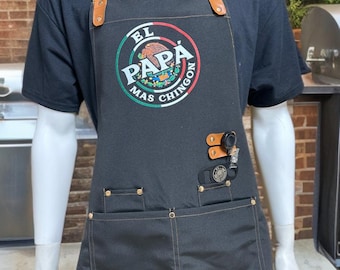 El Papa Más Chingon BBQ Apron with Bottle Opener