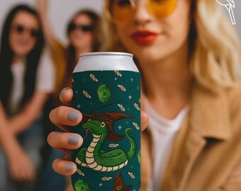 Green House Can Cooler | Neoprene Slim Drink Sleeve | Bold Snake Design for Fantasy Fans