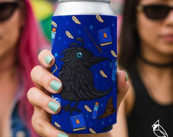 Raven Design Tall Can Cooler for Fantasy Fans | Blue Neoprene Sleeve