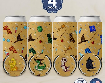 Fantasy House Can Sleeves 4-Pack | Magic-Inspired Neoprene Drink Covers for Bold & Clever Fans