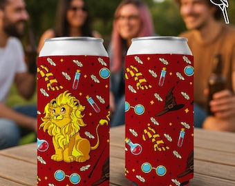 Lion Design Can Holder for Fantasy Fans | 12oz Neoprene Slim Can Sleeve