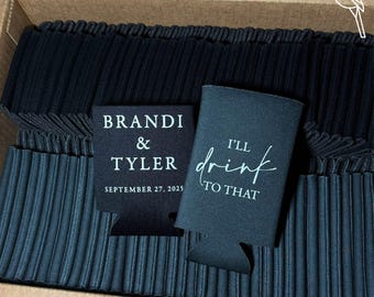 Black Wedding Can Cooler | Custom Drink Holder