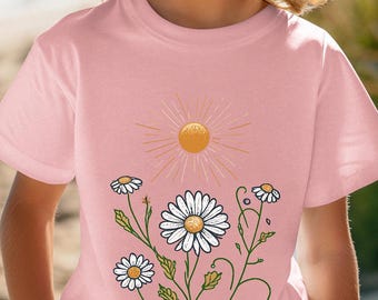 Girls Daisy T-Shirt – Floral Summer Graphic Tee for Kids