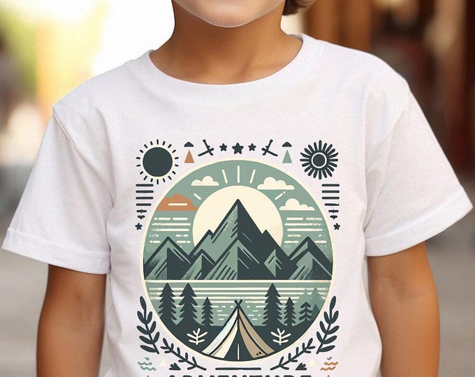 Boys Adventure T-Shirt – Kids Mountain Camping Tee