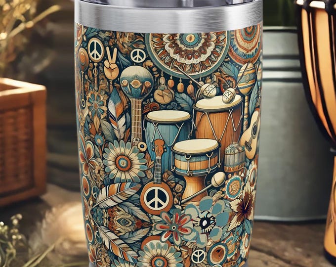 African Drum Travel Cup – Music Inspired Insulated Drinkware