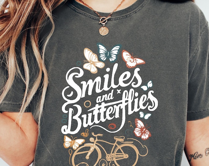 Butterfly T-Shirt – Positive Graphic Tee with Smiles and Butterflies