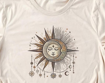 Sun and Moon T-Shirt – Boho Celestial Astrology Graphic Tee