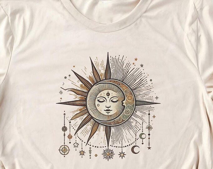 Sun and Moon T-Shirt – Boho Celestial Astrology Graphic Tee