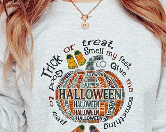 Funny Pumpkin Sweatshirt – Spooky Fall Graphic Crewneck, Casual Unisex Top