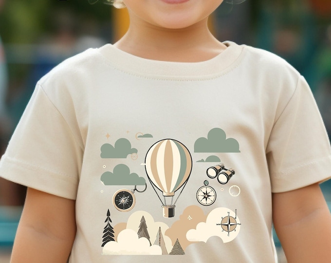Kids Hot Air Balloon Shirt – Adventure Travel Tee for Boys, Toddler Summer Graphic Top