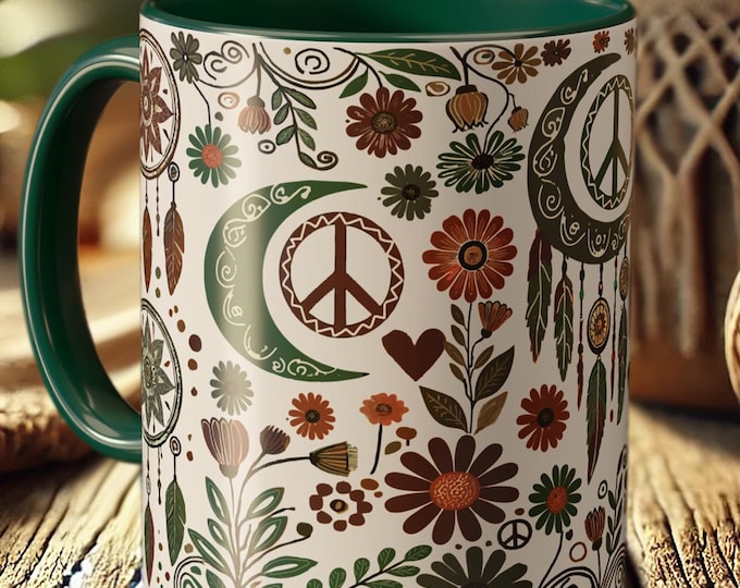 Nature Peace Mug – Retro Floral Coffee Cup