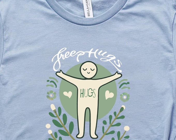 Free Hugs T-Shirt – Positive Message Graphic Tee, Casual Everyday Top