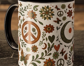 Hippie Flower Mug – Boho Nature Coffee Cup