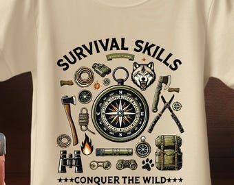 Boys Survival Skills T-Shirt – Camping Adventure Tee, Outdoors Explorer Shirt