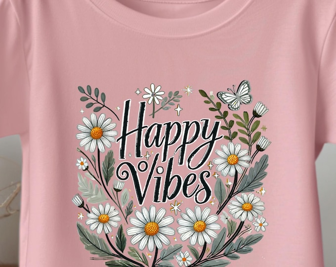 Happy Vibes Toddler Tee – Daisy Floral Top for Everyday Wear