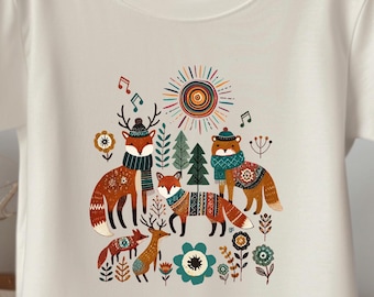 Toddler Forest Animal Shirt | Woodland Kids Tee with Fox and Deer