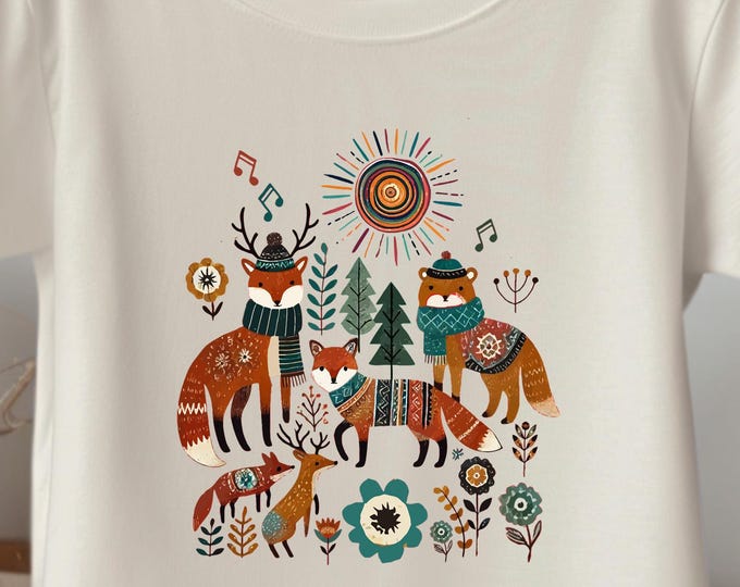 Toddler Forest Animal Shirt – Woodland Kids Tee with Fox and Deer