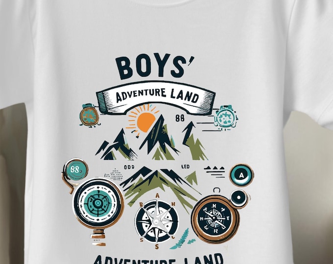 Boys Adventure Shirt – Camping Graphic Tee, Outdoor Explorer T-Shirt for Kids, Hiking Gift