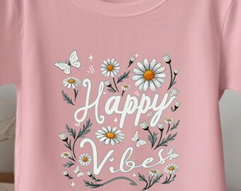 Daisy Graphic Toddler T-Shirt | Happy Vibes Floral Tee
