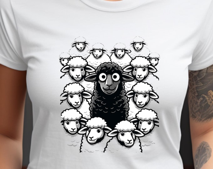 Black Sheep T-Shirt – Funny Quirky Humor Tee for Women, Unique Individuality Shirt