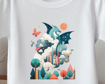 Kids Dragon T-Shirt – Fantasy Graphic Tee for Toddlers, Dragon Shirt, Whimsical Creature Design