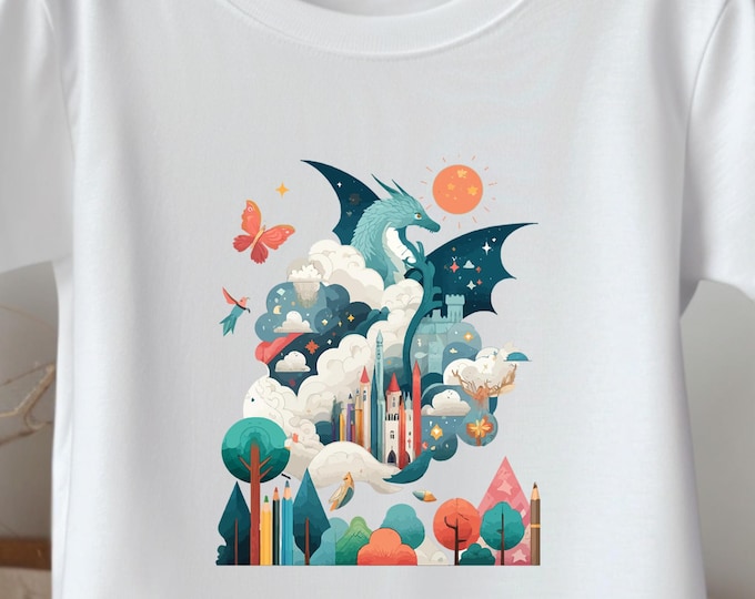Kids Dragon T-Shirt – Fantasy Graphic Tee for Toddlers, Dragon Shirt, Whimsical Creature Design