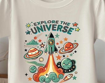 Space Adventure Kids Shirt – Rocket & Planets Tee, Outer Space Toddler T-Shirt