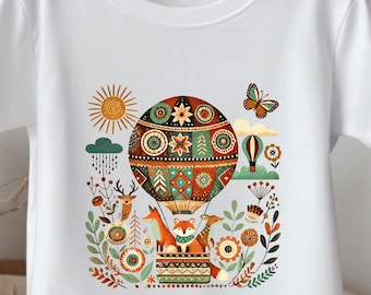 Hot Air Balloon Toddler Tee | Woodland Adventure Top for Kids