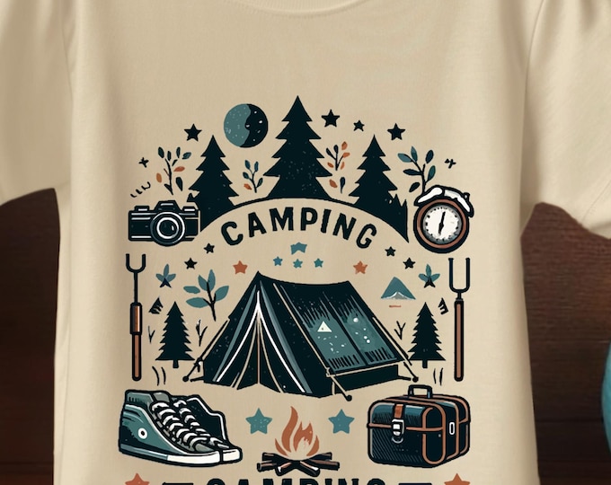 Boys Camping Shirt – Outdoor Adventure T-Shirt, Nature Graphic Tee for Kids
