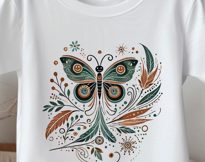 Boho Butterfly Toddler Shirt – Nature Graphic Tee for Girls